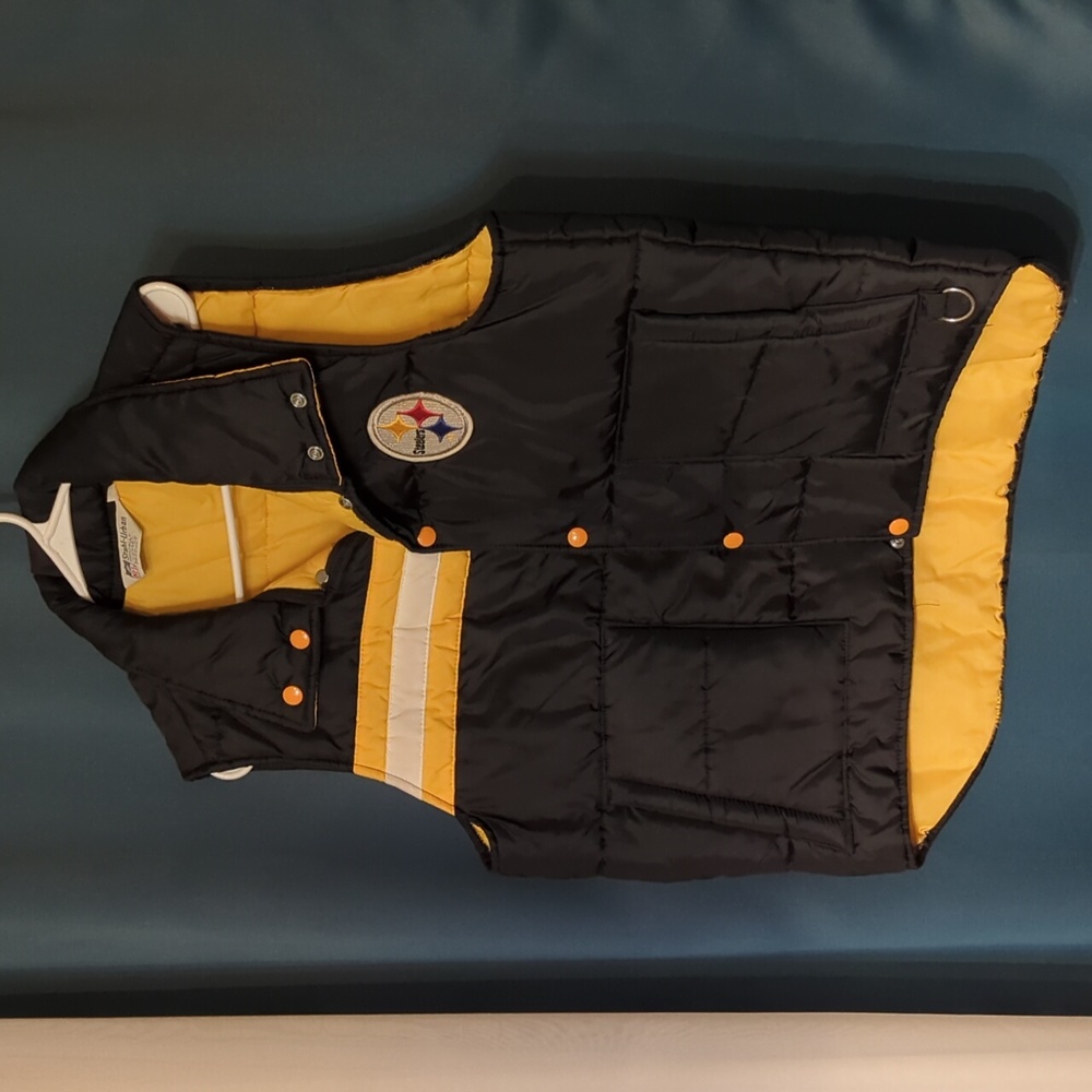 Vtg 1970s Pittsburgh Steelers Stahl Urban NFL Football Puffer Vest Large